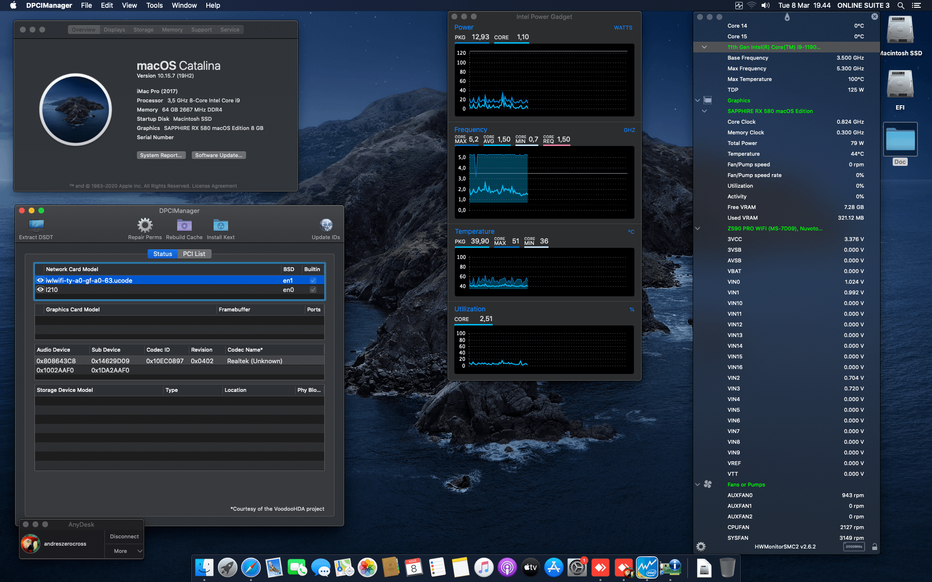 Success Hackintosh macOS Catalina 10.15.7 Build 19H2 in MSI Z590 PRO Wifi + Intel Core i9 11900F + Sapphire RX 580